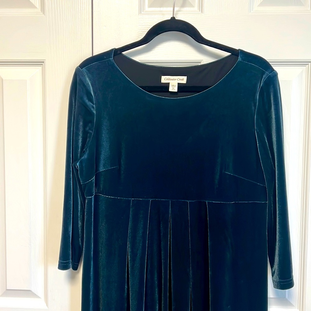 Coldwater Creek Teal velvet dress. PL 14/16